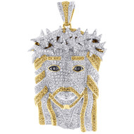 High End Diamond XL Jesus Piece Pendant Charm Face 10K Yellow Gold 6.82 Ct