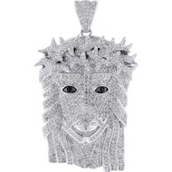 Diamond XL Jesus Face Piece Pendant High End 10K White Gold Head Charm 6.65 Ct.