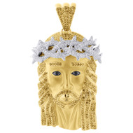Yellow Diamond Jesus Matte Satin Pendant Mens XL 10K Yellow Gold Charm 8.72 Ct.