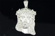 Diamond Jesus Face Pendant .925 Sterling Silver Round Teardrop Head Charm .30 Ct