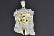 Mini Jesus Head Pendant 10K Yellow Gold Diamond Teardrop Piece Polished 0.5 Ct