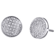 Diamond Round Stud Earrings .925 Sterling Silver Pave Circle Design 0.25 Ct.