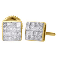14K Yellow Gold Princess Diamond Studs 5.60mm Mini Square Earrings 0.38 Ct.