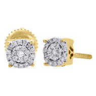 10K Yellow Gold Diamond Circle Studs 4 Prong 5.30mm Cluster Earrings 0.13 Ct.