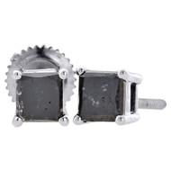 10K White Gold Solitaire Princess Black Diamond Studs 5mm Square Earring 1 Ct.