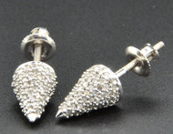 Bullet Cone Shape Diamond Studs 10K White Gold 0.45 Ct. Round Cut Pave Earrings