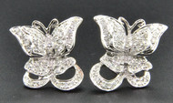 Butterfly Diamond Studs 10K White Gold 0.35 Ct. Round Cut Pave Earrings