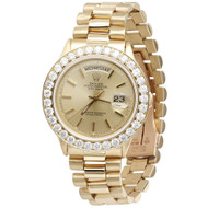 Mens Diamond Rolex Day-Date President 18k Yellow Gold Watch with Band 4 Ct.