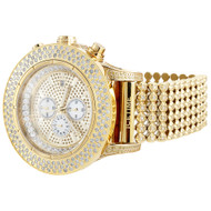 Mens Iced Diamond Band Watch IceTime Crown 2 Joe Rodeo Illusion Face 14 Ct.
