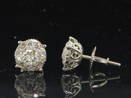 Diamond Solitaire Style Earrings 14K White Gold Round Cut Studs 1 Tcw.