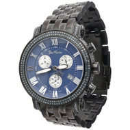 Joe Rodeo Classic JCL111 Mens Blue Diamond Watch 3.50 Ct. Black PVD Metal 46mm
