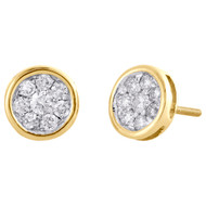 14K Yellow Gold Round Diamond Cluster Circle Studs Mini Flower Earrings 0.50 Ct.
