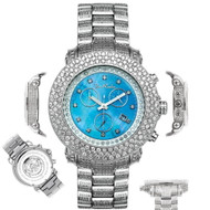 Men's Diamond Watch Joe Rodeo Junior JJU31 17.50 Ct Chronograph Blue MOP Dial