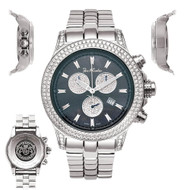 Men's Diamond Watch Joe Rodeo Master Pilot JMP02 7.00 Ct Chronograph Black Dial