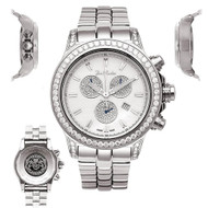 Men's Diamond Watch Joe Rodeo Master Pilot JMP06 7.20 Ct Chronograph White Dial