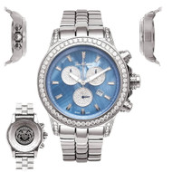 Men's Diamond Watch Joe Rodeo Master Pilot JMP08 7.2Ct Chronograph Blue MOP Dial