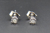 Round Cut Diamond Studs 10K White Gold Fanook Setting Earrings 0.04 Ct