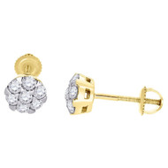 Diamond Stud Earrings 14K Yellow Gold Mens Ladies Round Solitaire Look 0.48 Ct.