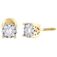 Diamond Solitaire Earrings 14K Yellow Gold Round Cut Design Studs 0.33 Tcw.