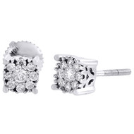 Diamond Solitaire Earrings 14K White Gold Round Cut Design Studs 0.33 Tcw.