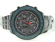 Mens Joe Rodeo/JoJino/JoJo Black Platinum Blue Diamond Watch Crush Dial 6.50 ct.