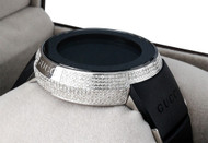 Diamond Gucci I-Gucci Watch Mens Digital YA114202 Black Rubber Band 2.50 CT.
