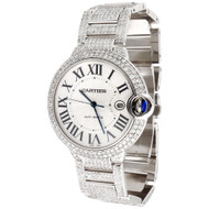 Mens Ballon Bleu de Cartier Large Fully Loaded Diamond 42mm Watch 14.50 CT.