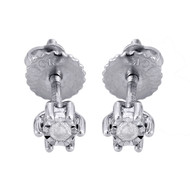 Diamond Solitaire Earrings 10K White Gold Round Mens Ladies Studs 0.05 Ct.