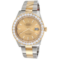 Mens 126333 Rolex DateJust 41mm Two Tone Diamond Watch Champagne Stick Dial 5 CT