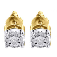 Solitaire Diamond Earrings 10K Yellow Gold Mens Ladies Round Studs 0.19 Ct.