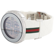 Brand New Mens Diamond Gucci Watch I Gucci Digital White  Band Ya114214 2.5 CT.