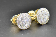 10K Yellow Gold Genuine Diamond Stud Round Cut 8mm Circle Earrings 1/2 CT.