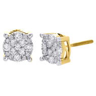 10K Yellow Gold Round Cut Diamond Studs 0.48 Ct. Earrings Solitaire Look 7.50 mm