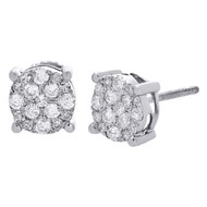 10K White Gold Round Cut Diamond Studs 0.48 Ct. Earrings Solitaire Look 7.50 mm