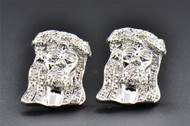 Diamond Studs .925 Sterling Silver Jesus Face Earrings .20 CT