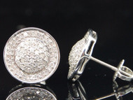 Diamond Domed Studs Mens .925 Sterling Silver Round Pave Earrings 0.52 Ct.
