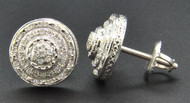 Diamond 3D Earrings .925 Sterling Silver White Finish Pave Circle Studs 0.25 Ct.