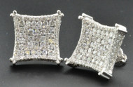 Diamond Studs 3D Kite Shaped 10K White Gold Round Cut Channel Set Earrings 3 Ct.