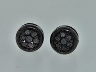 Black Diamond Studs .925 Sterling Silver Round Pave Earrings 0.40 Ct.