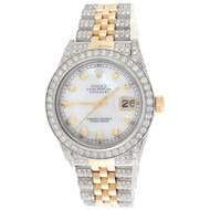 Rolex DateJust 16013 Diamond Watch 18K Two Tone / Steel 36mm White MOP Dial 8 CT