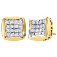 10K Yellow Gold Round Diamond Studs Concave Kite Shape 10.50mm Earrings 0.51 Ct.