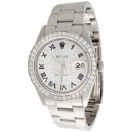 Mens Rolex Datejust 36mm Roman # Diamond Dial Watch Oyster Stainless Steel 4 Ct.