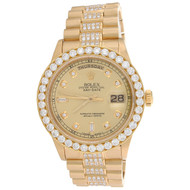 Mens 36mm Rolex President 18K Gold Day-Date Diamond Watch Ref. # 18038 | 8.12 CT