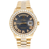 Rolex President Day-Date 18038 Diamond Watch 18K Gold 36mm Gray Roman 8.06 CT.