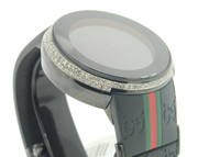 Mens Black Casing YA114207 Custom DigitaI i Gucci White Diamond Watch 2.50 ct.