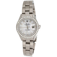 Ladies Rolex DateJust Diamond Watch Oyster Perpetual Steel 6917 MOP Dial 1 CT.