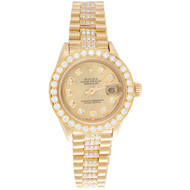 Rolex 18K Gold President 26mm DateJust 69178 VS Diamond Champagne Watch 3.70 CT.