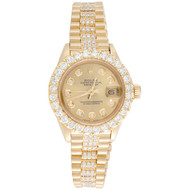 Rolex 18K Gold President 26mm DateJust 69178 VS Diamond Champagne Watch 4.46 CT.