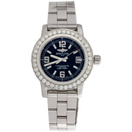 Ladies Breitling Colt 33mm Custom Diamond Watch Ref. # A77387 Black Dial 1.76 CT