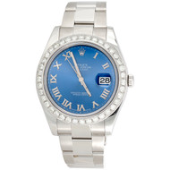 Mens 41mm Rolex DateJust II 116334 Diamond Watch Azure Blue Roman Dial 2.75 CT.